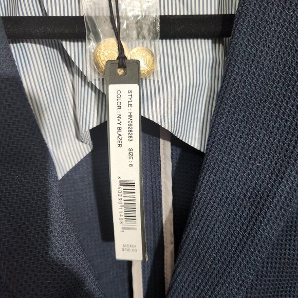 Harve Benard Navy Textured Blazer Size 6 Gold Button Closure Navy Blue - Picture 2 of 16